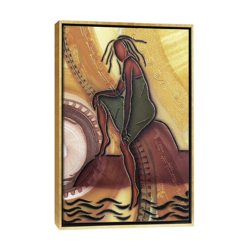 « By the Water » par Fred Odle-impression, Pas de tapis, H 26 po x l 18 po x 1,5 po, Toile encadrée d'or