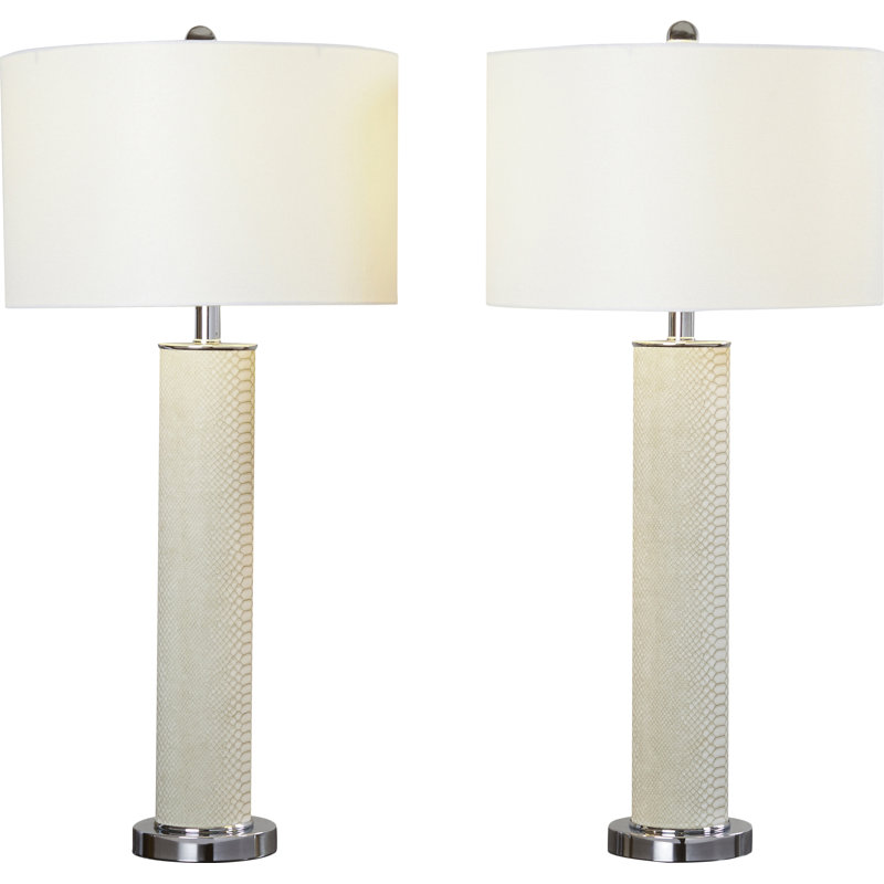 31.5" White Table Lamp Set