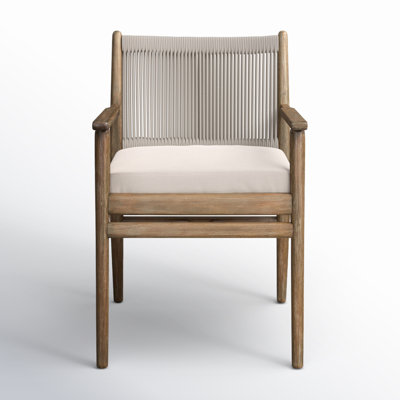 Baltzer Eucalyptus Solid Wood Outdoor Dining Armchair with Cushions