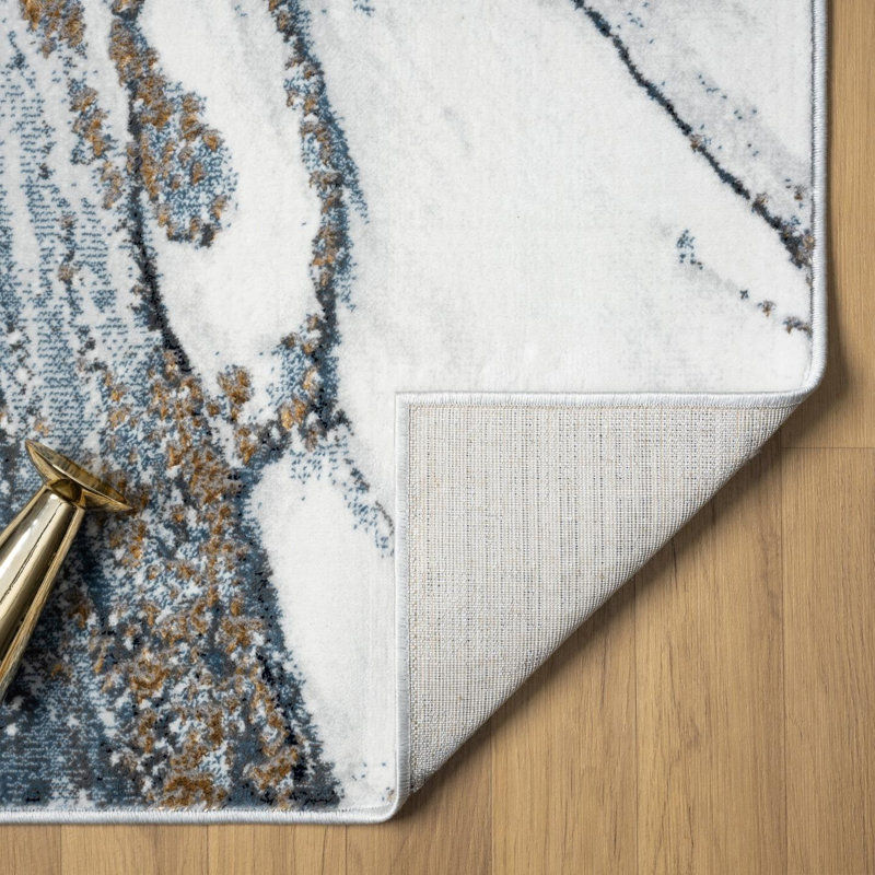 Tapis bleu / doré Gangleri, Rectangle 6 pi x 9 pi