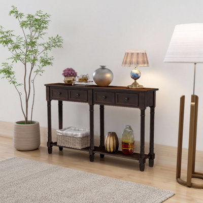 Buffet de 58 po de largeur à 2 tiroirs, buffet rétro avec tablette inférieure
