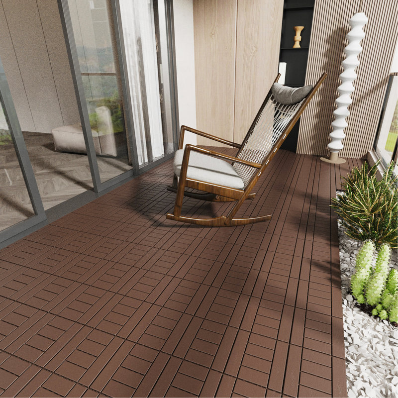 H Style 12" Deck Tiles, Red/Brown