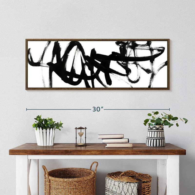 Blanc à noir Higley V, 31" X 11", Floating Frame Walnut