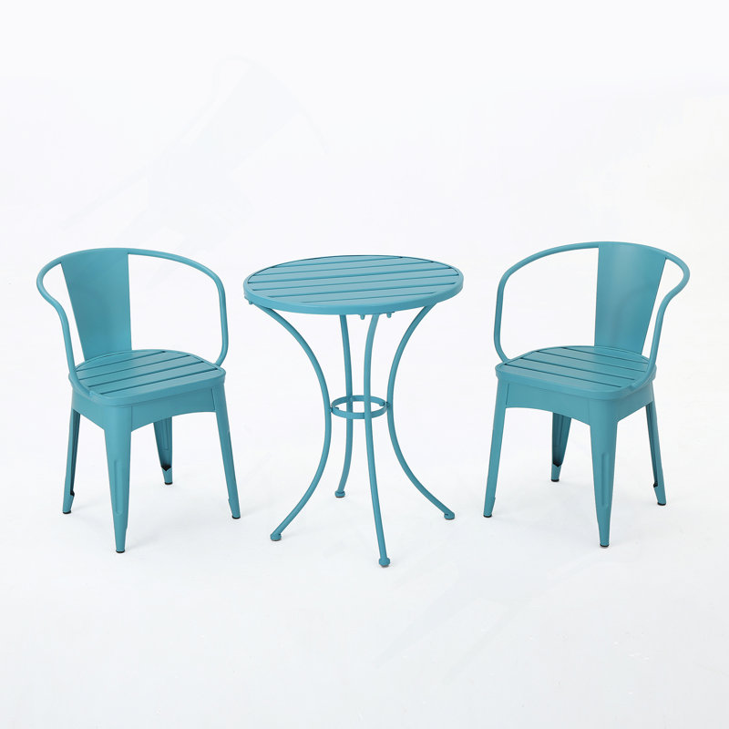 Ensemble de 3 pièces en métal KD, deux fauteuils inclinables, une table, fer thermolaqué, imperméable