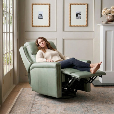 Medlin 31'W Transitional Faux Leather Dual Motor Swivel Rocker Recliner with USB Ports