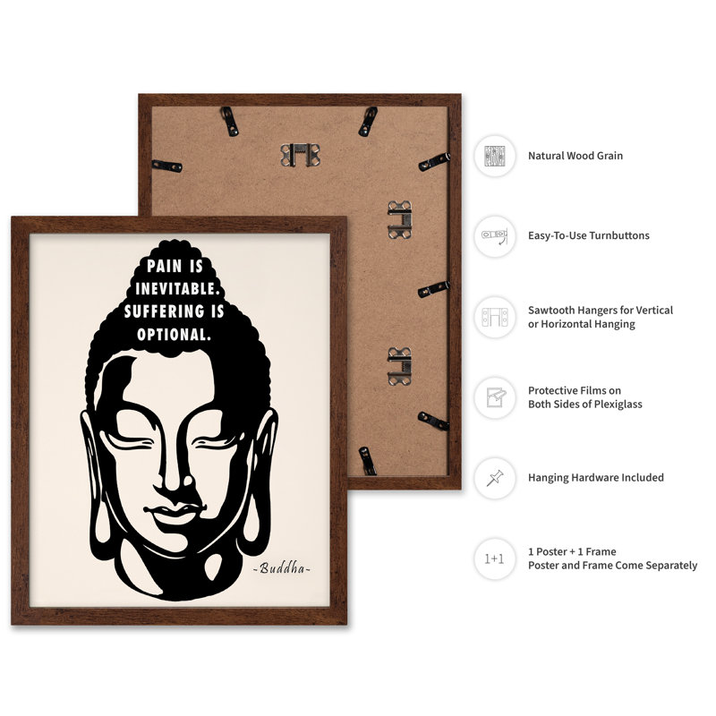 La douleur est inévitable, Poster, Brown Framed, 11"H x 14"W