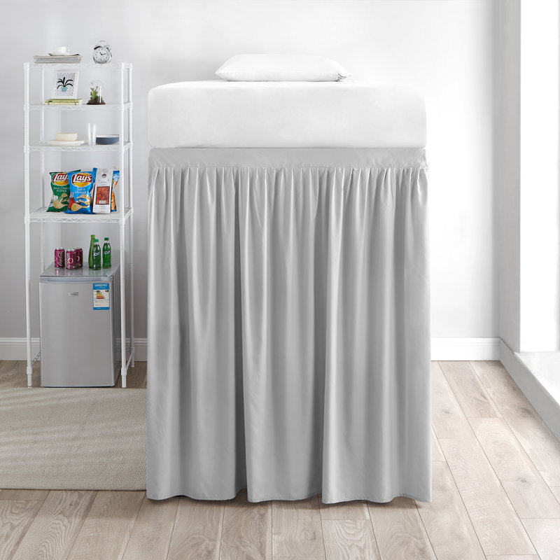 Ruffled Bed Skirt, Glacier Gray, Twin XL Extended