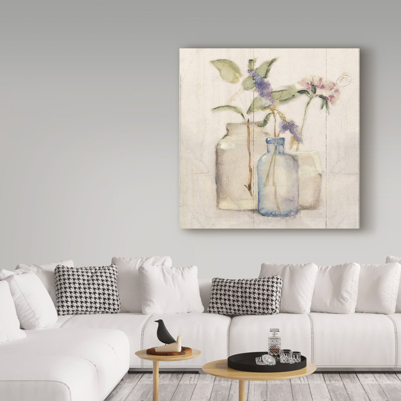 « florals on bouleau i », reproduction de peinture à l’acrylique sur toile tendue, H 14 po x l 14 po
