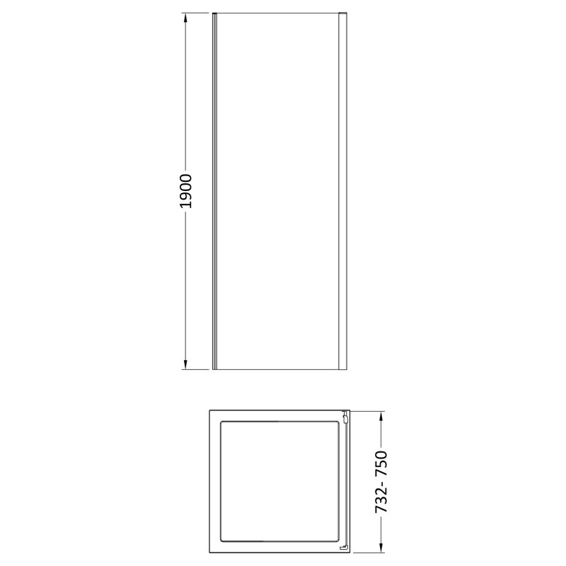 Rene 1900 x 760mm Side Panel, Chrome