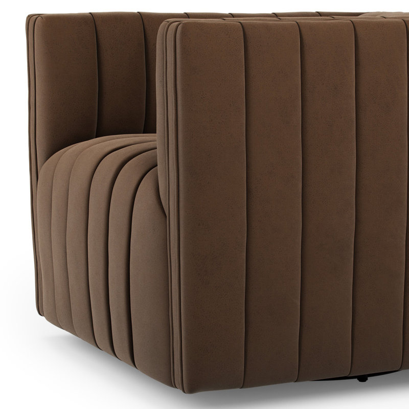 Augustine Swivel Armchair, Maestro Cigar Top Grain Leather