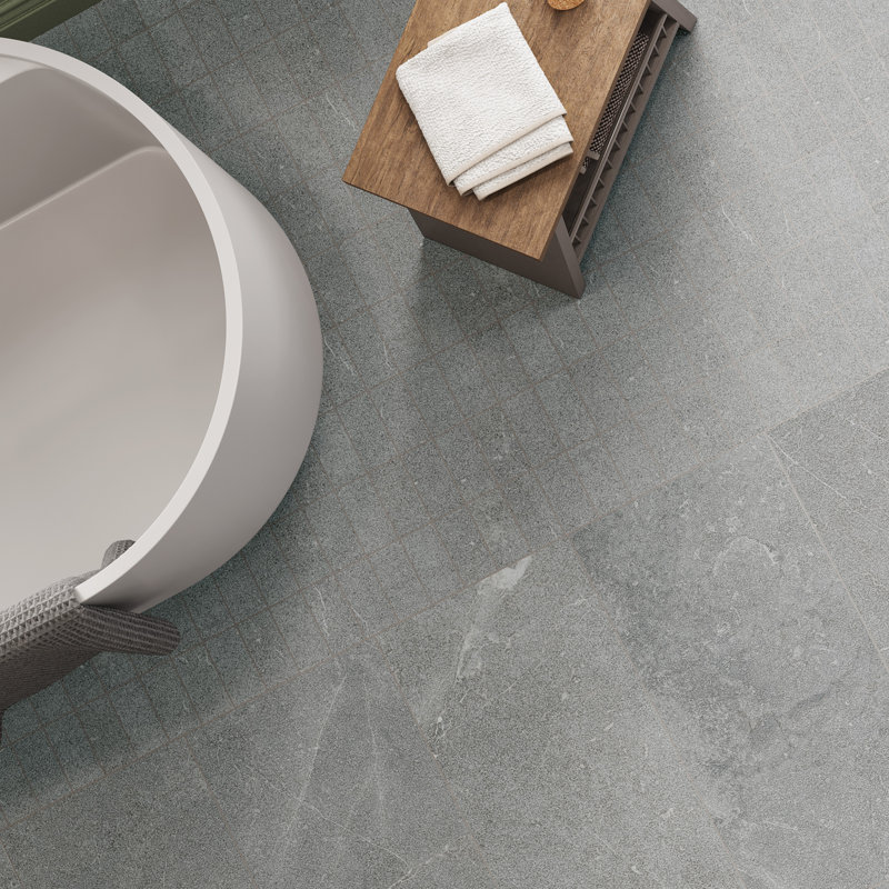 Societal 2" X 4" Porcelain Stone Look Tile Mosaic Sheet, Palladian Mist