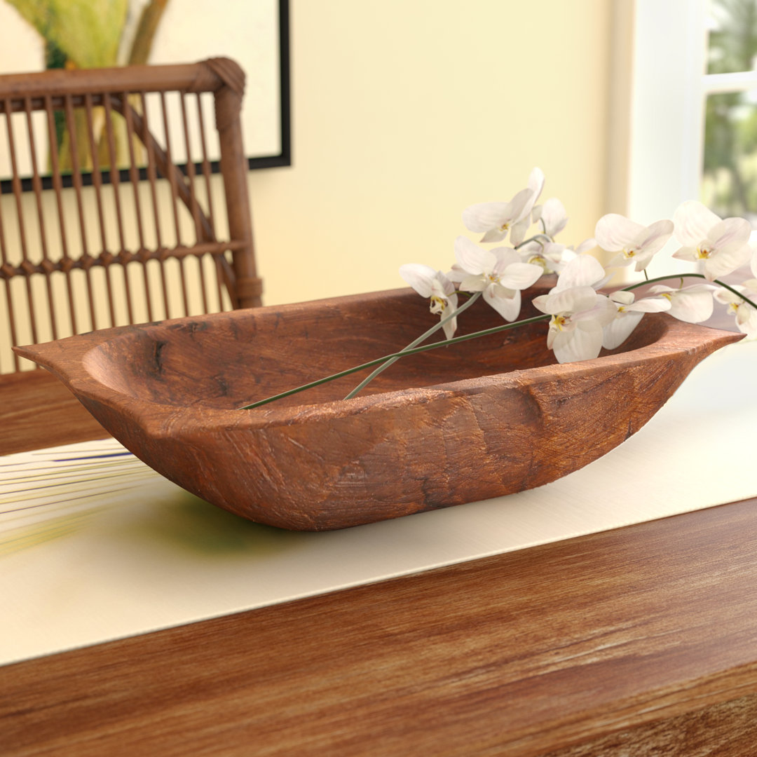 Glenfield Deep Wooden Dough with Handles Decorative Bowl Loon Peak® Color: Natural