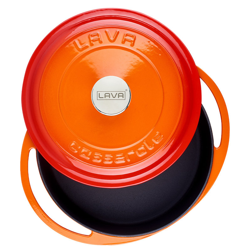 Braisière en fonte émaillée à lave de 3,7 pintes Rond avec couvercle, Orange
