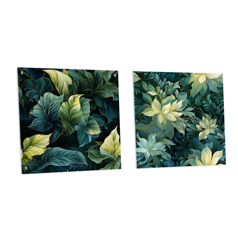 Hedlund - Ensemble de 2 peintures murales abstraites en acrylique, H 16 po x l 33 po