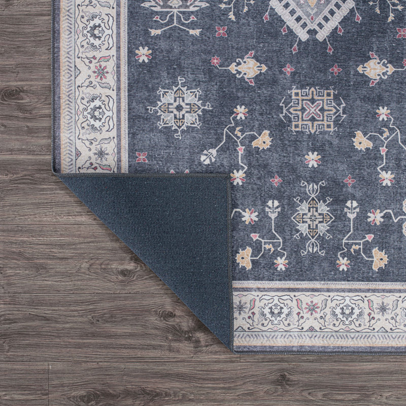 Berneth Machine Washable Oriental Area Rug, Rectangle 7'7" x 9'6"
