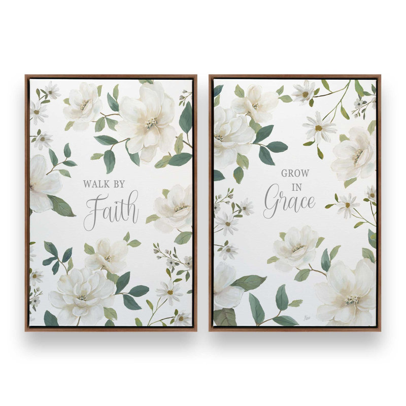 Grace Grows Here, ensemble de 2 impressions, 36" x 24", Framed Canvas, Walnut