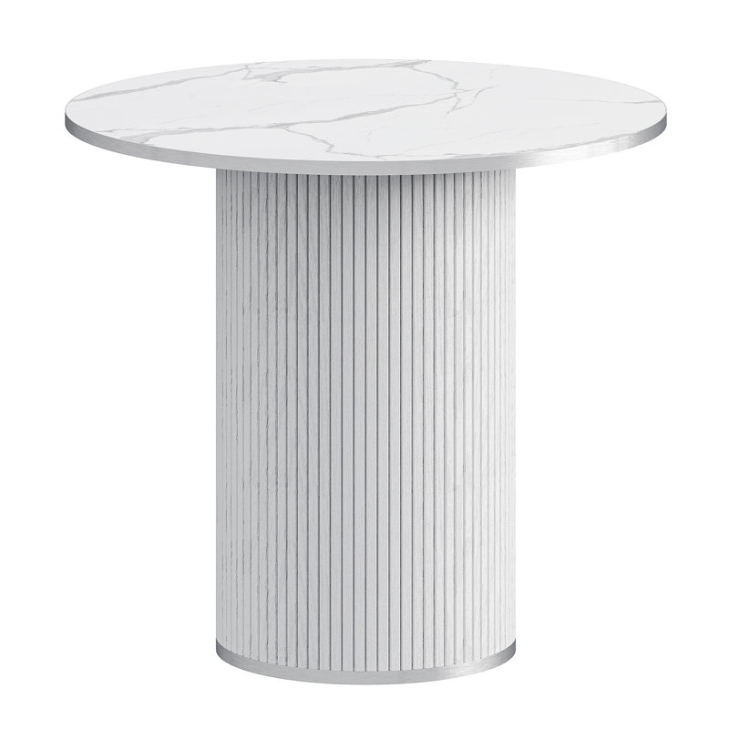 Round Pedestal Dining Table with 4 Stools, White