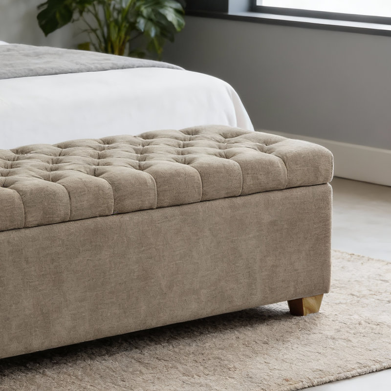 Banc de repose-pieds capitonné l 60,2 po, Taupe
