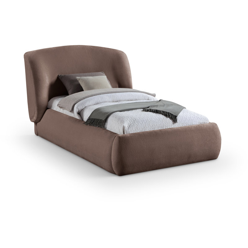 Lit tapissier Sandro, Simple, Tissu chenille brun