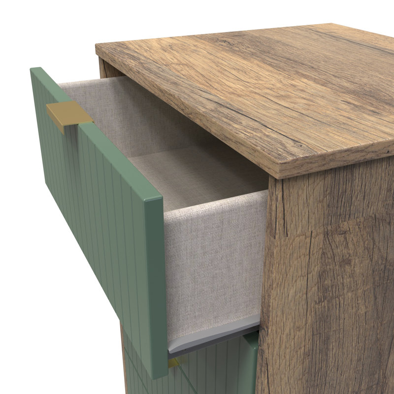 Beranda 45cm W Manufactured Wood Bedside Table, Labrador Green/Vintage Oak