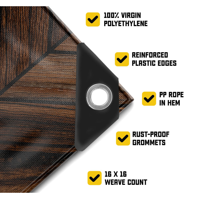 Bois brun / noir, housse de bâche très résistante de 20 mil, imperméable, résistante aux rayons UV