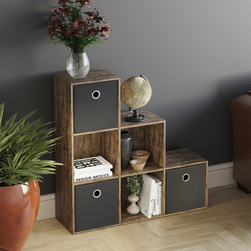 Clarkesville 96.5cm H x 96.5cm W Bookcase, Dark Wood/Black