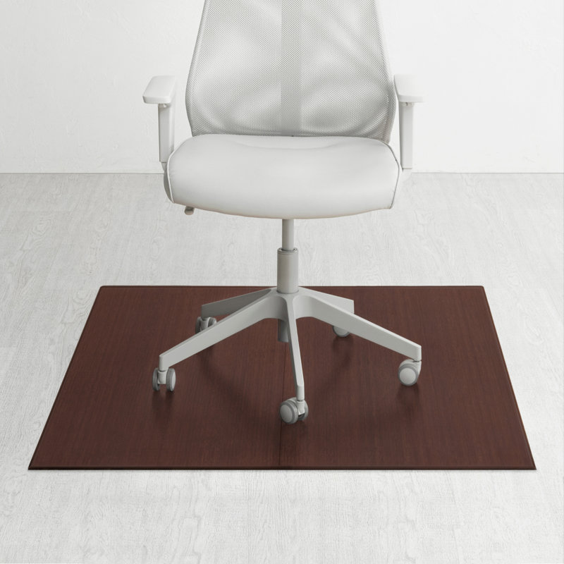 Tapis de chaise standard en bambou épais de 12 mm d'épaisseur - antidérapant, rectangulaire, idéal pour les planchers de bois franc