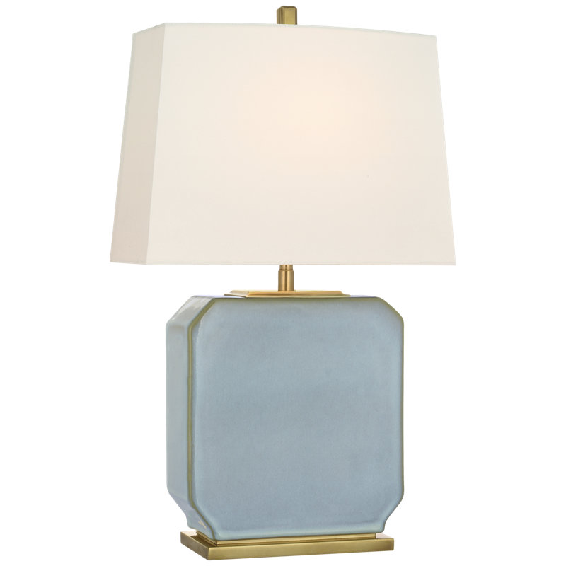 Thomas O'Brien Table Lamp, Silk Blue, 19.75" H x 12" W x 7" D