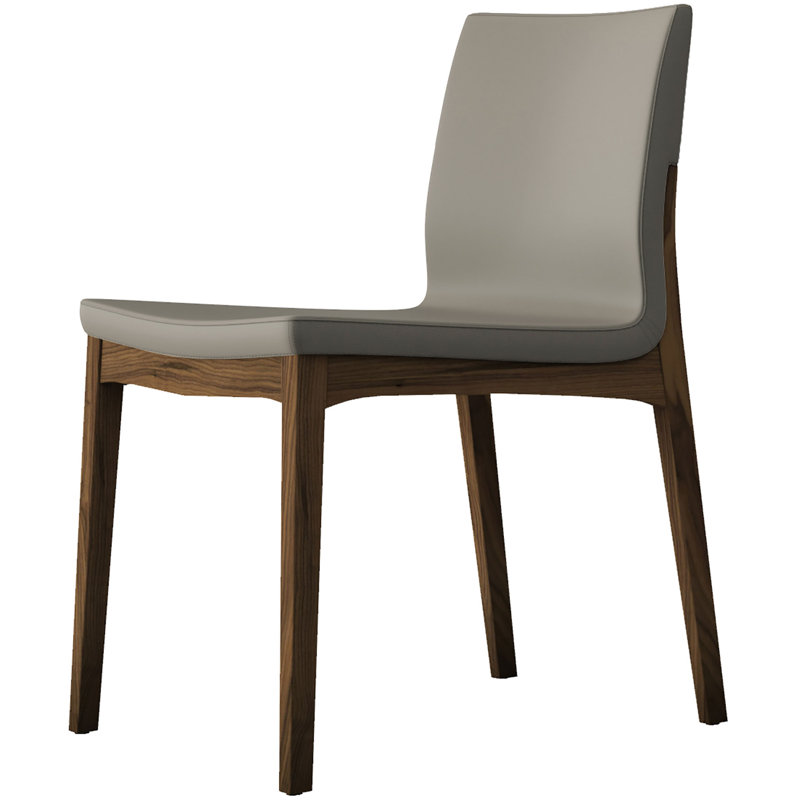 Enna Leather Dining Chair, Dove Gray Eco Leather / Walnut