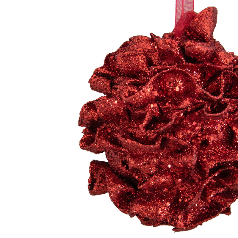 Ornements en forme de boule de Noël incassable à paillettes rouge 3ct 3 "(75mm)