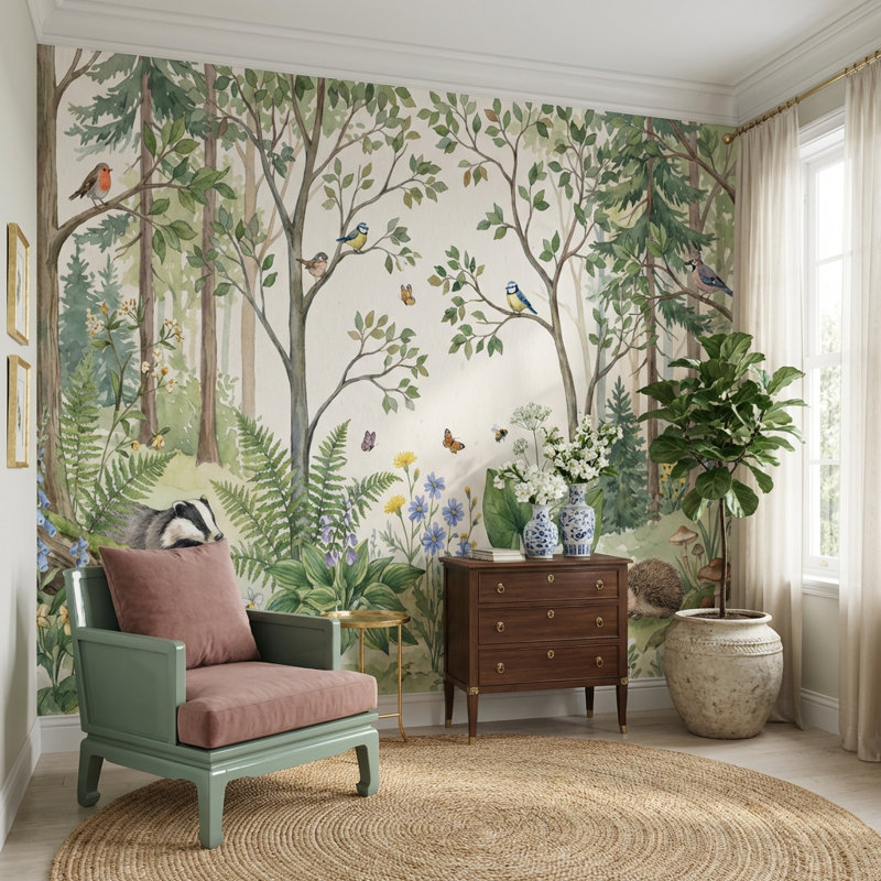 Papier peint botanique Meadow Flowers, 160 po x 108 po, Peler et coller