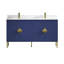 Meuble-lavabo moderne autoportant Tennant Brand Eileen de 60 pouces, bleu marine, double lavabo, comptoir en quartz blanc, entièrement assemblé