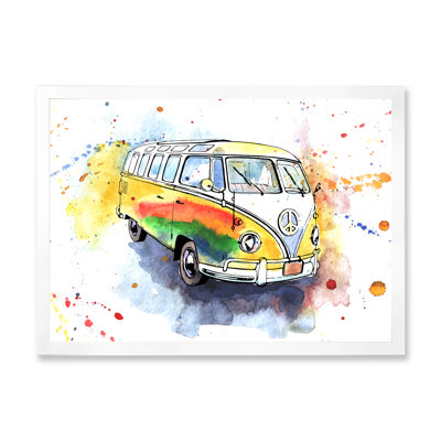 " Retro Grungy Hippy Bus "