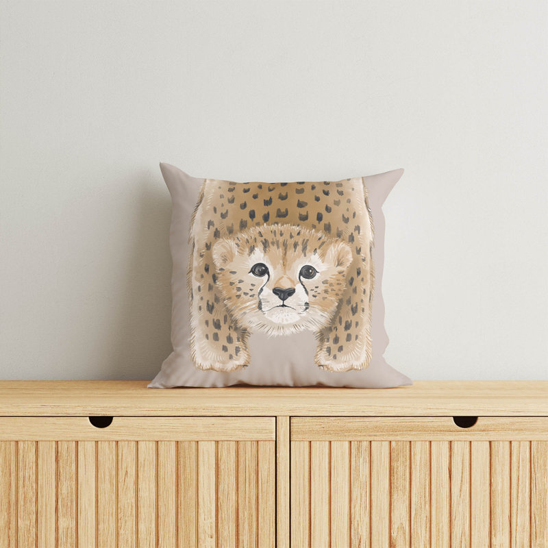 Lil Lying Leopard Taupe Pillow, 20" H x 20" W