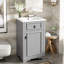 Meuble-lavabo de 20 pouces avec lavabo en céramique, porte à fermeture en douceur et poignée pour faciliter les petits travaux de rangement-1014920528