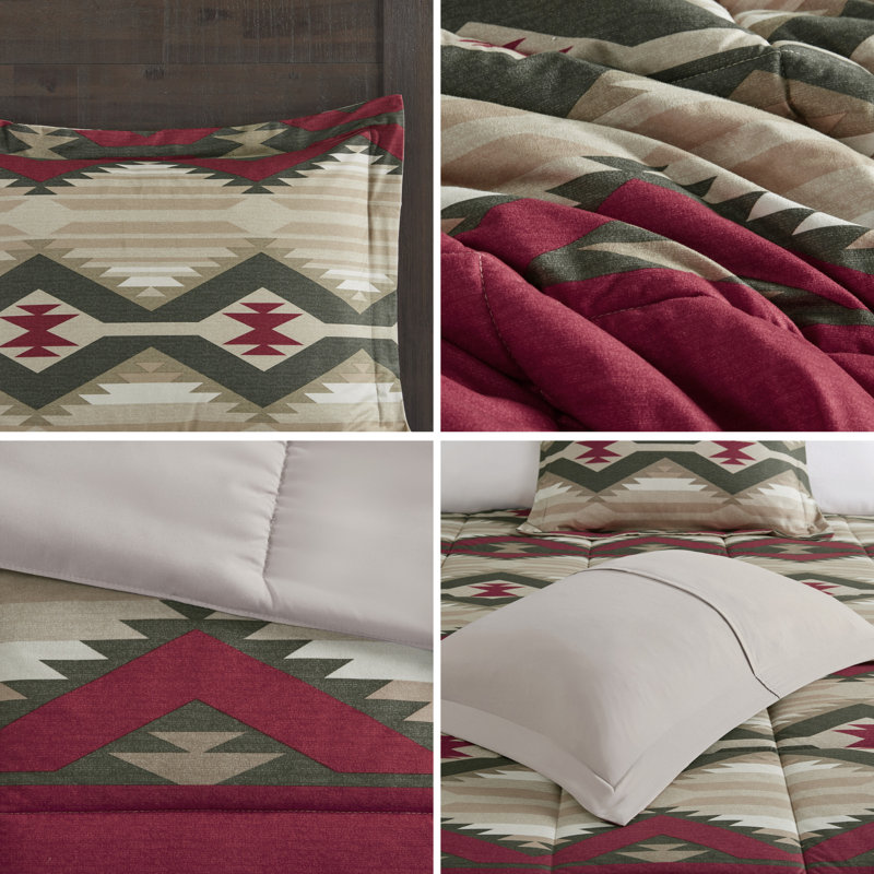 King Red Southwestern Down Alternative Comforter Set with Pillow