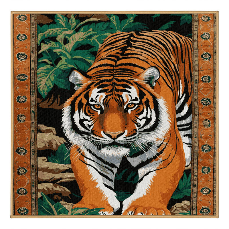 Tapis lavable avec tigre royal du Bengale, Carré 3 pi