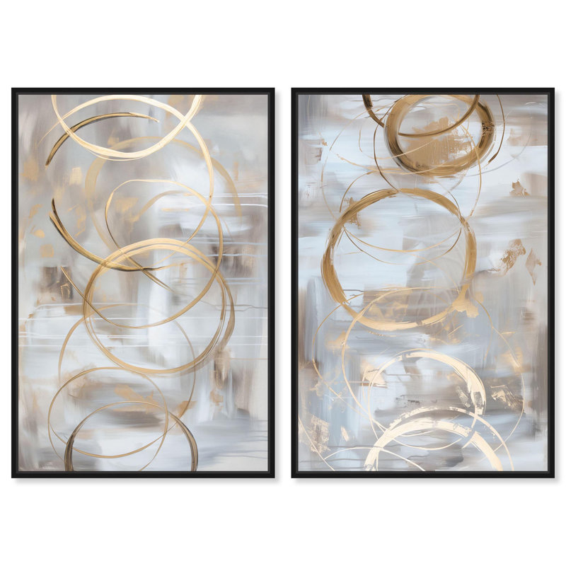 The Dunes Set Canvas Set of 2 Neutral Art by , Cadre flottant doré, H 54 po x l 36 po