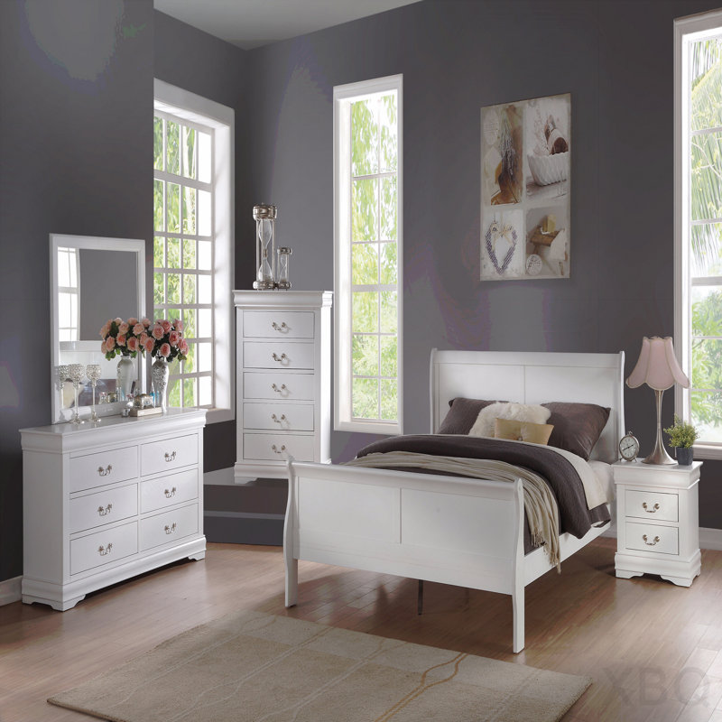 Louis Philippe White Finish Queen Bed