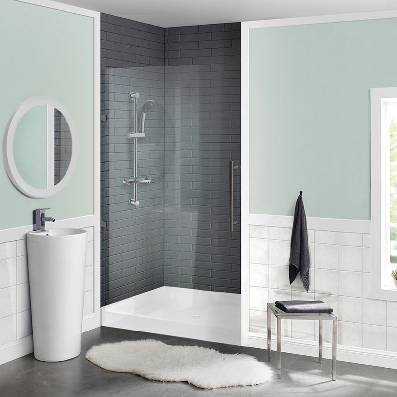 Voltaire 36" x 36" Single-Threshold, Center Drain, Shower Base, White