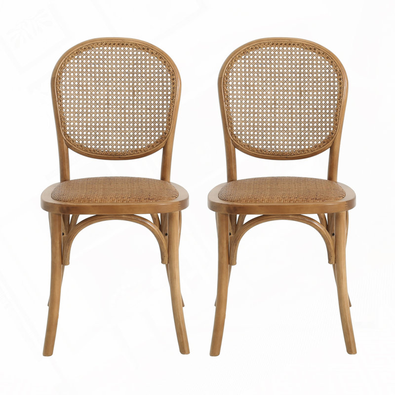 PE Wicker Outdoor Chairs, Brown Cushion/Natural Frame