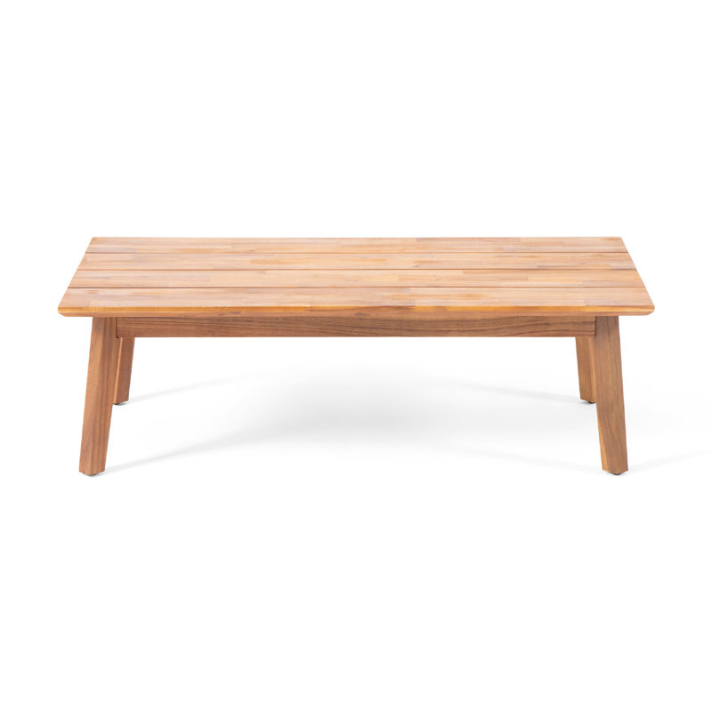 Ensemble de causeuse et de table basse d'extérieur en bois d'acacia brun à lattes