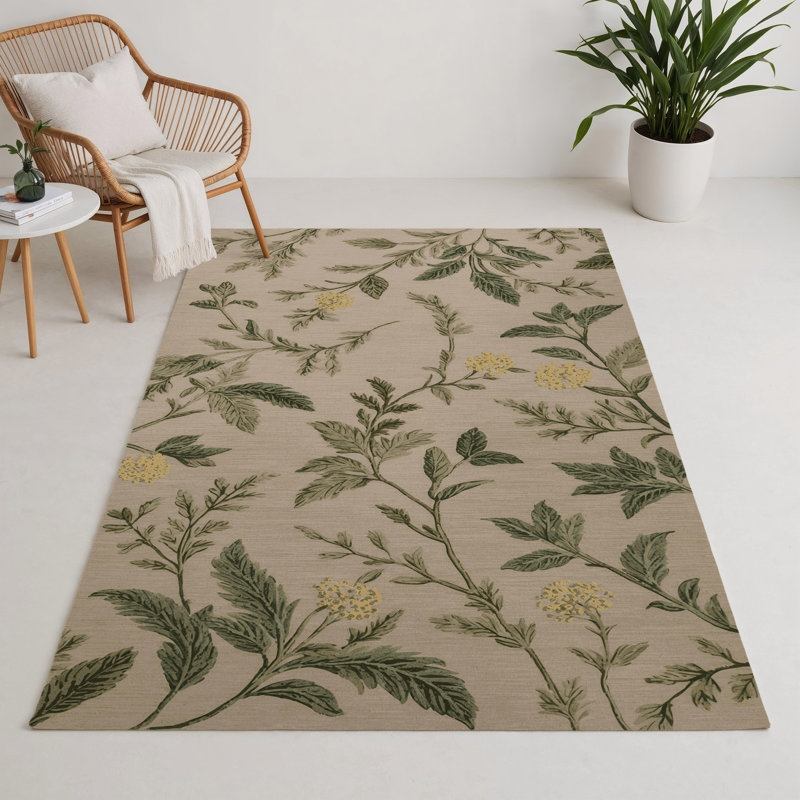 Botanical Gray Indoor and Outdoor Area Rug, Rectangle 3' x 5'