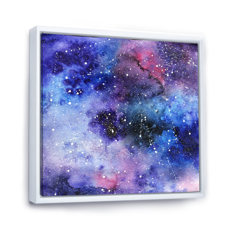 Encre liquide bleue et mauve galaxie liquide II - Décoration murale moderne et contemporaine, H 16 po x l 16 po x P 1 po