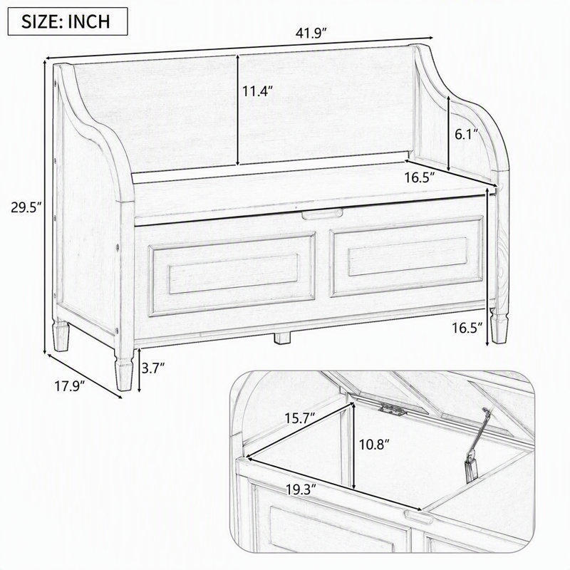 Banc de rangement rustique multifonctionnel