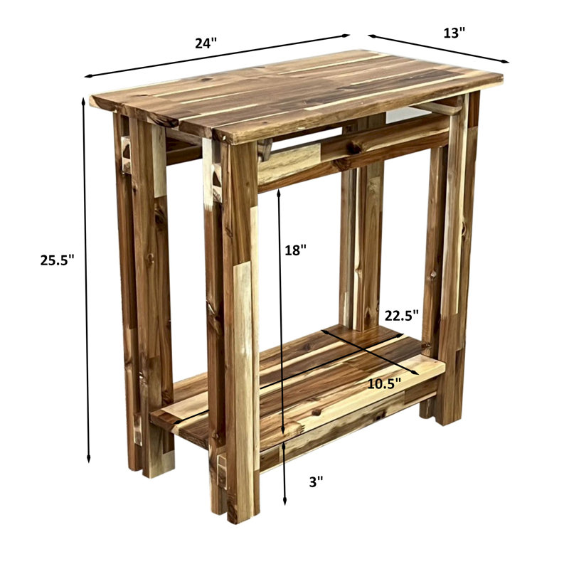 Table de bout en bois massif avec rangement Damius, Naturel