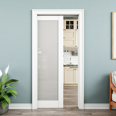 Solid and Manufactured Wood Sliding Pocket Closet Doors with Hardware Kit Set & Soft Close