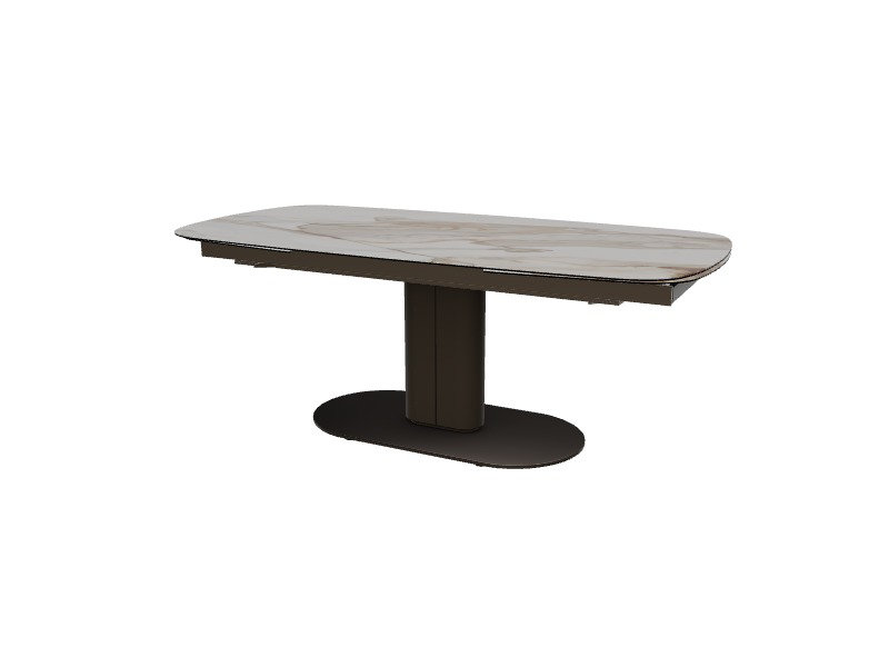 Cameo Extendable Tables, Calacatta Paonazzo Marble, Matt Bronze, 29.75"H x 78.75"L x 39.38"W