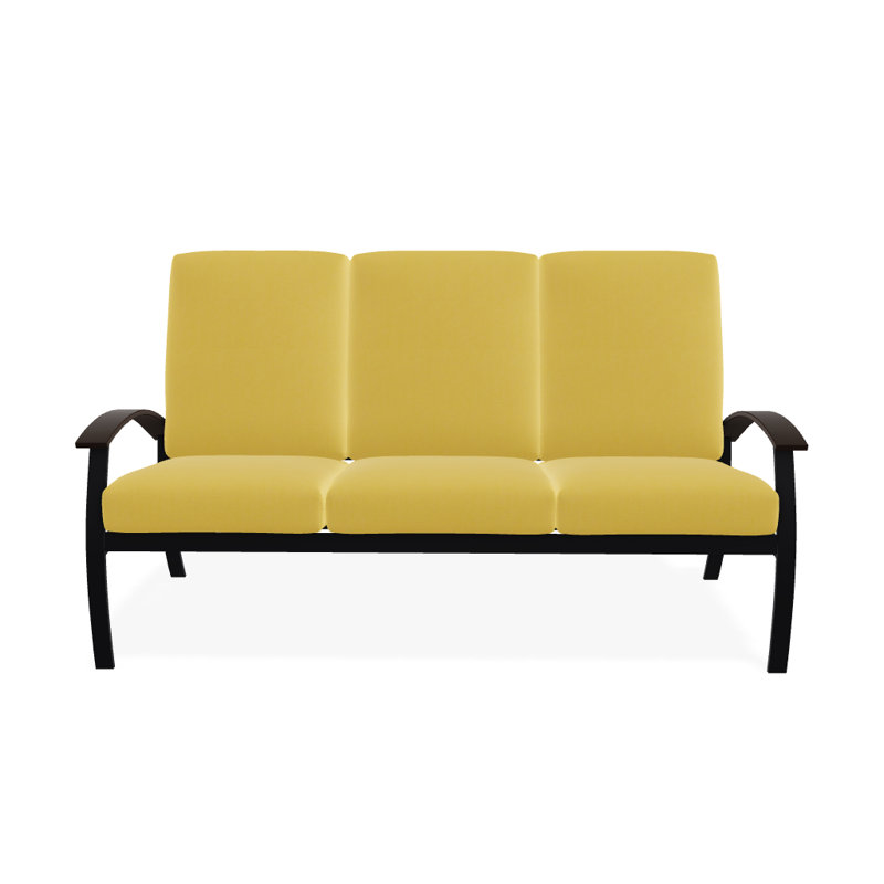 Canapé de patio 3 places avec coussins Askar, Jaune 43A, Noir texturé, Kona P10