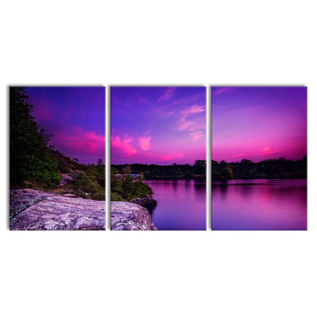 3-tlg. Leinwandbilder-Set Purple Seascape